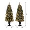 Set of 2/3 4ft/5ft/6ft Flocked Pinecone Christmas Potted Porch Tree With Warm White Lights